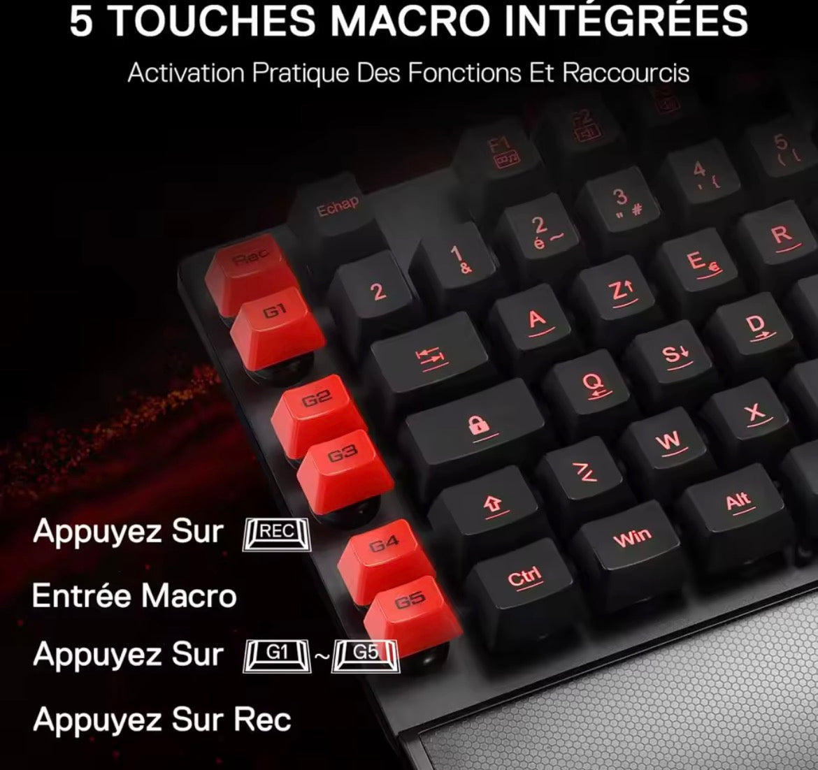 Clavier gamer Redragon K505 - Azerty.