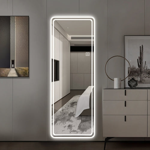 Frameless Full Length Floor Mirror with LED Light, Dimming & 3 Color
